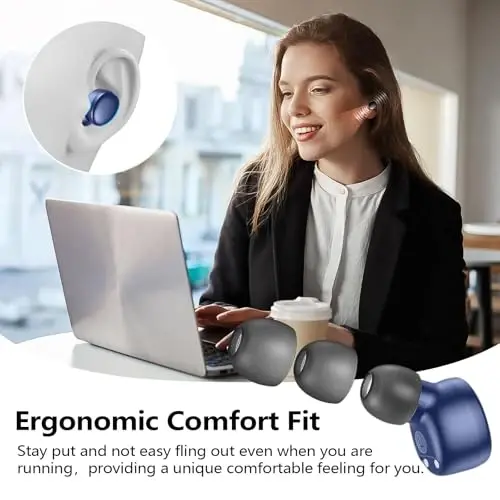kurdene Wireless Earbuds Bluetooth 5.3 Light Weight in Ear Headphones | Premium Sound Bass Ear buds with Charging Case,Touch Control,Built in Mics Headset,Clear Calls for Sports Workout Blue - 3