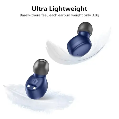 kurdene Wireless Earbuds Bluetooth 5.3 Light Weight in Ear Headphones | Premium Sound Bass Ear buds with Charging Case,Touch Control,Built in Mics Headset,Clear Calls for Sports Workout Blue - 6