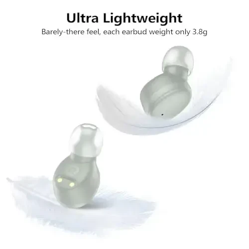 kurdene Wireless Earbuds Bluetooth 5.3 in Ear Buds Light Weight Headphones,Deep Bass Sound,Built in Mics Headset,Clear Calls Earphones for Sports Workout Light Blue - 5