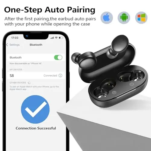 kurdene Wireless Earbuds Bluetooth 5.3 in Ear Buds Light-Weight Headphones,Deep Bass Sound,Built-in Mics Headset,Clear Calls Earphones for Sports Workout - 3
