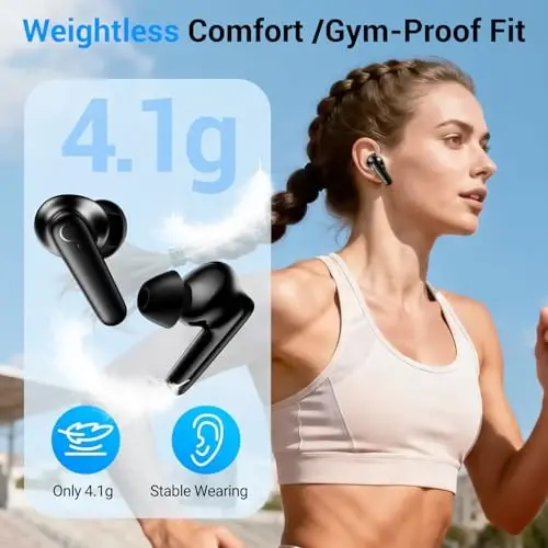 kurdene LED Display Wireless Earbuds Bluetooth 5.4 in Ear Headphones | 48H Playtime,Deep Bass Sound,10mm Clear Calls,Lightweight Headsets Secure Fit for Work, Commute, Gaming, Running Black - 5