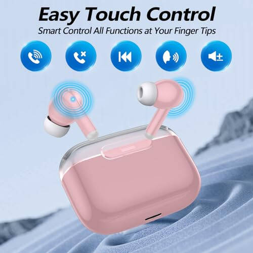 Kurdene P3 Kablosuz Kulaklıklar Bluetooth 5.3, Derin Bas Stereo Mikrofonlu Kulak İçi Kulaklıklar, iPhone, Android İçin Büyüleyici Premium Ses Kulaklıklar - Pembe - 12