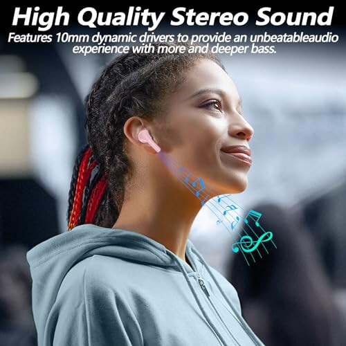 Kurdene P3 Wireless Earbuds Bluetooth 5.3 Headphones, Deep Bass Stereo with Microphone Earphones in-Ear, Immersive Premium Sound Ear Buds for iPhone, Android-Pink - 11