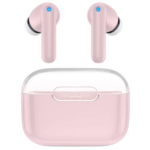 Kurdene P3 Wireless Earbuds Bluetooth 5.3 Headphones, Deep Bass Stereo with Microphone Earphones in-Ear, Immersive Premium Sound Ear Buds for iPhone, Android-Pink - 1