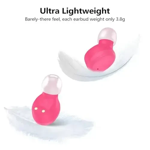 kurdene Simsiz Quloqchinlar Bluetooth 5.3 Quloq Ichidagi Yengil Eshitish Vositalari, Chuqur Bass Ovoz, O'rnatilgan Mikrofonli Garnitura, Sport Mashg'ulotlari uchun Aniq Qo'ng'iroqlar Quloqchinlari Pushti - 4