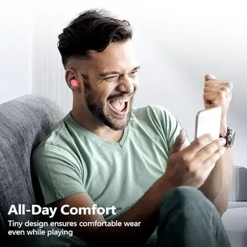 kurdene Simsiz Quloqchinlar Bluetooth 5.3 Quloq Ichidagi Yengil Eshitish Vositalari, Chuqur Bass Ovoz, O'rnatilgan Mikrofonli Garnitura, Sport Mashg'ulotlari uchun Aniq Qo'ng'iroqlar Quloqchinlari Pushti - 7