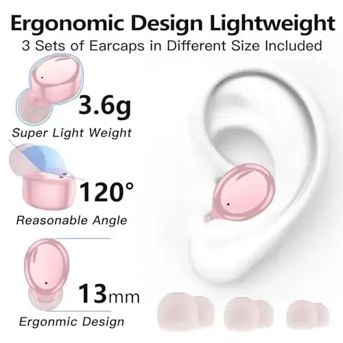 kurdene Simsiz Quloqchinlar Bluetooth 5.3 Quloq Ichidagi Yengil Vaznli Eshitish Vositalari, Chuqur Bass Ovoz, O'rnatilgan Mikrofonli Garnitura, Aniq Qo'ng'iroqlar Sport Mashg'ulotlari uchun Ko'k - 4