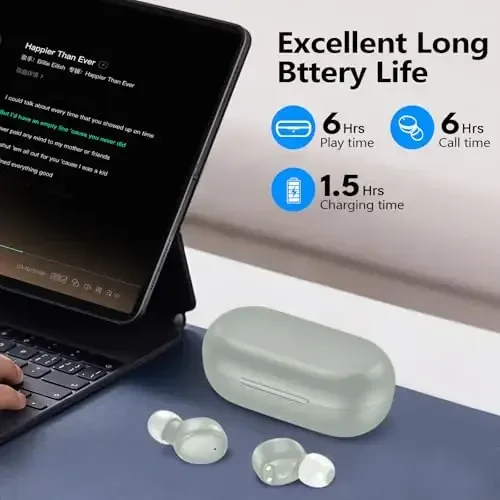 kurdene Simsiz Quloqchinlar Bluetooth 5.3 Quloq Ichidagi Yengil Vaznli Naushniklar, Chuqur Bass Ovoz, O'rnatilgan Mikrofonli Garnitura, Sport Mashg'ulotlari uchun Tiniq Qo'ng'iroqlar Eshitish vositasi Moviy - 4