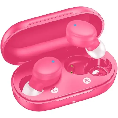 kurdene Wireless Earbuds Bluetooth 5.3 Light Weight in Ear Headphones | Premium Sound Bass Ear buds with Charging Case,Touch Control,Built in Mics Headset,Clear Calls for Sports Workout Hot Pink - 1