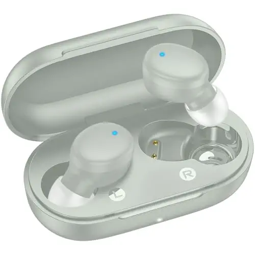 kurdene Wireless Earbuds Bluetooth 5.3 Light Weight in Ear Headphones | Premium Sound Bass Ear buds with Charging Case,Touch Control,Built in Mics Headset,Clear Calls for Sports Workout Light Blue 