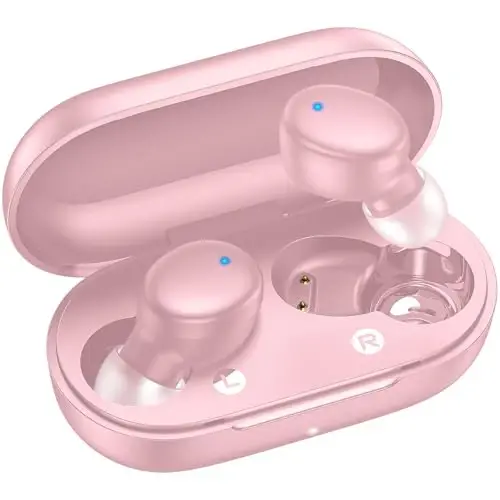 kurdene Wireless Earbuds Bluetooth 5.3 Light Weight in Ear Headphones | Premium Sound Bass Ear buds with Charging Case,Touch Control,Built in Mics Headset,Clear Calls for Sports Workout Pink 