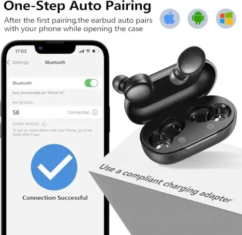 kurdene Wireless Earbuds Bluetooth 5.3 вкладыши Легкие наушники, глубокий бас, встроенные микрофоны, четкие вызовы, наушники для спорта 