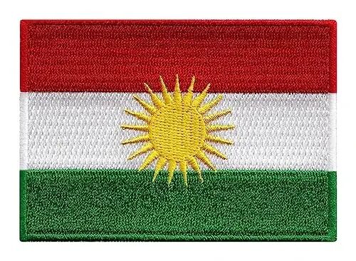 Kurdistan Flag Patch - Premium Embroidered Appliqué - Middle Eastern Country Iron On Patches - Dimensions: 3.5