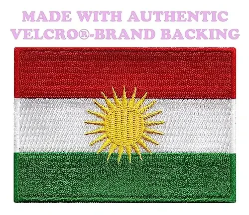Kurdistan Flag Patch - Premium Embroidered Appliqué - Middle Eastern Country Iron On Patches - Dimensions: 3.5