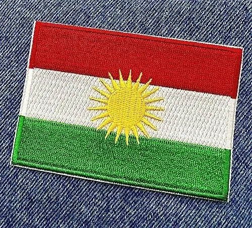 Kurdiston bayrog'i yamog'i - Premium kashtado'zlik applikatsiyasi - Yaqin Sharq mamlakati dazmollanadigan yamog'lar - Olchamlari: 3,5