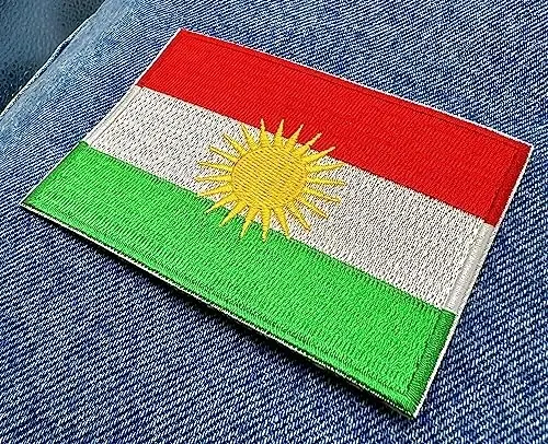 Kurdiston bayrog'i yamog'i - Premium kashtado'zlik applikatsiyasi - Yaqin Sharq mamlakati dazmollanadigan yamog'lar - Olchamlari: 3,5