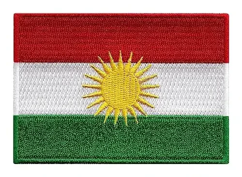 Kurdiston bayrog'i yamog'i - Premium kashtado'zlik applikatsiyasi - Yaqin Sharq mamlakati dazmollanadigan yamog'lar - Olchamlari: 3,5