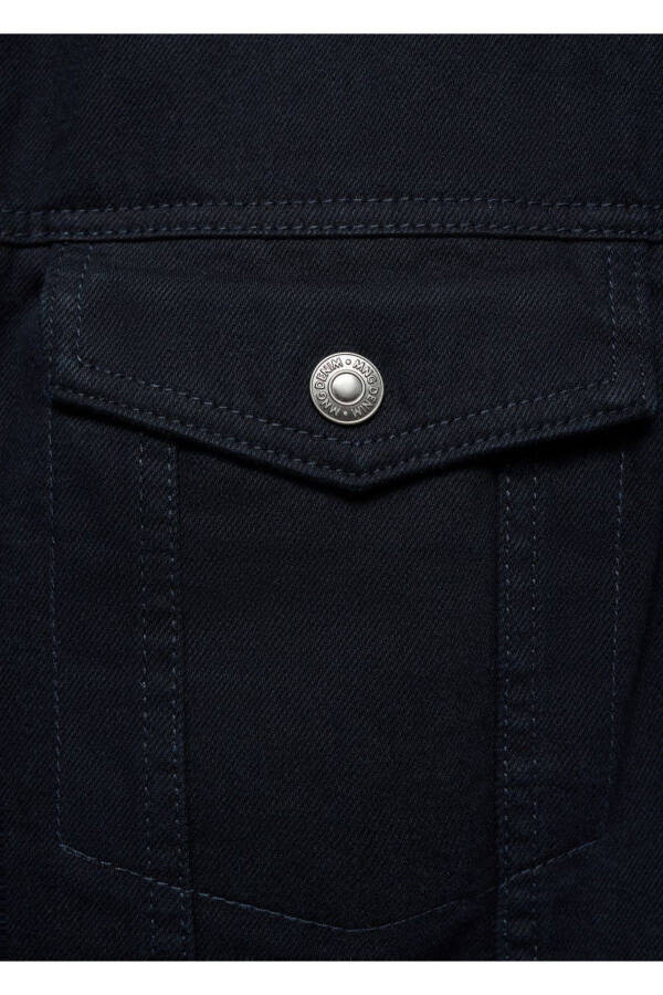 Kürk yakalı denim mont - Lacivert - 8