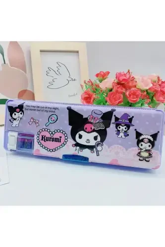 Kuromi, My Melody, Cinnemaroll 3d Lüx Eva Pencil Case, With Sharpener, Pencil Box (1 Piece)-Purple Pencil Sharpener Kuromi - 1