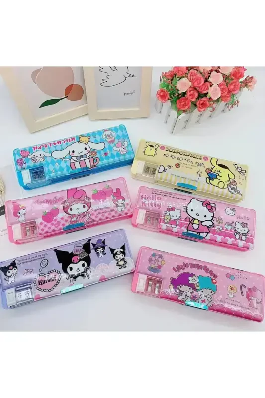 Kuromi, My Melody, Cinnemaroll 3d Lüx Eva Pencil Case, With Sharpener, Pencil Box (1 Piece)-Purple Pencil Sharpener Kuromi - 3