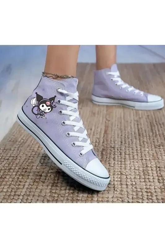 Kuromi Printed Lilac Ankle Sports Shoe Kids Sneaker-LILAC - 1