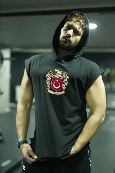 Kurt İşlemeli Euro 2024 Türk Arması Kapüşonlu Fitness ATLET %100 Pamuk Kalite Kumaş Oxlade® - Oxlade (1)