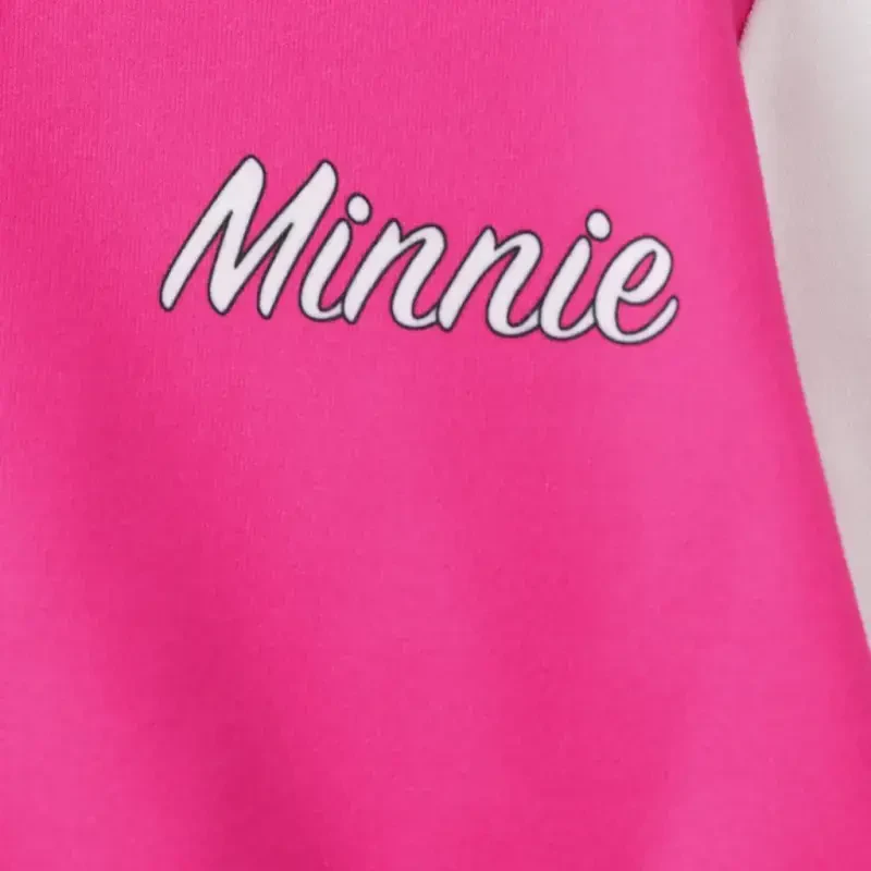 Куртка-бомбер для девочек Disney Minnie Mouse с цветными вставками, легкий свитшот, подарок, осень, весна, размеры 3-10 - 12