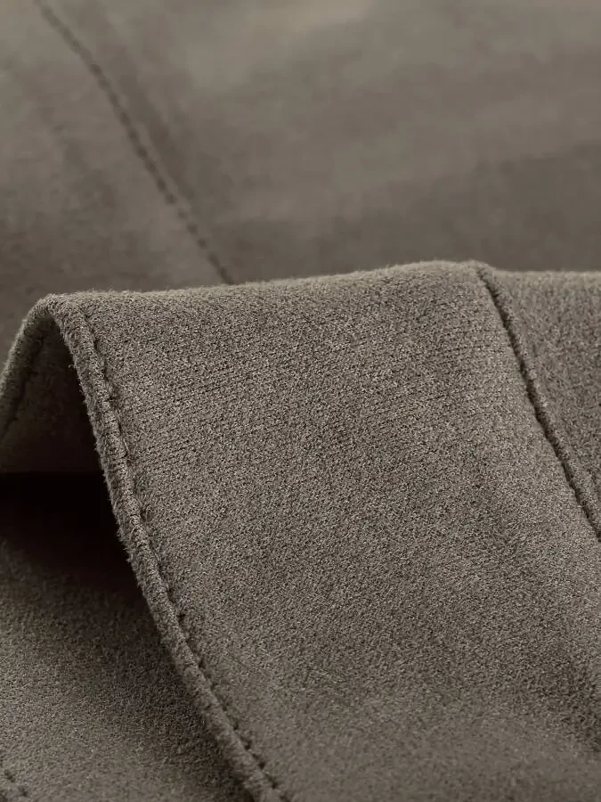 Куртка-бомбер для женщин Allegra K с длинным рукавом из искусственной замши - 6