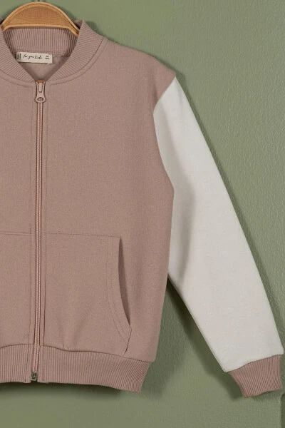 Куртка для девочек с капюшоном, карманом-кенгуру и молнией, бежевого цвета - FOR YOU KIDS (1)