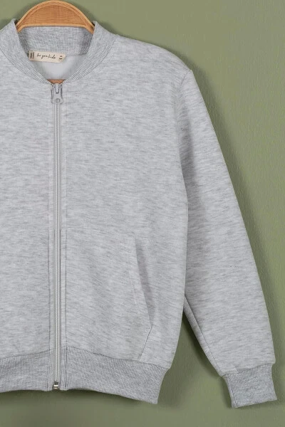 Куртка для девочек серого цвета с карманом-кенгуру на молнии - FOR YOU KIDS (1)