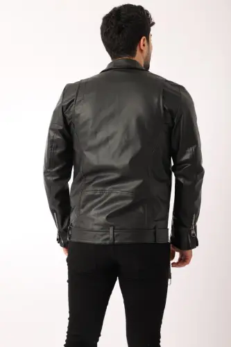 Куртка из искусственной кожи с поясом на талии Северный Bl 1261-50268 - 6
