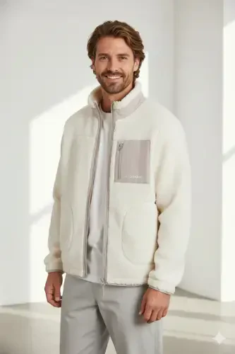 Куртка Jack Jones Jorvesterbro Teddy, Мужская бежевая куртка, 12260450-06 - JACK & JONES (1)