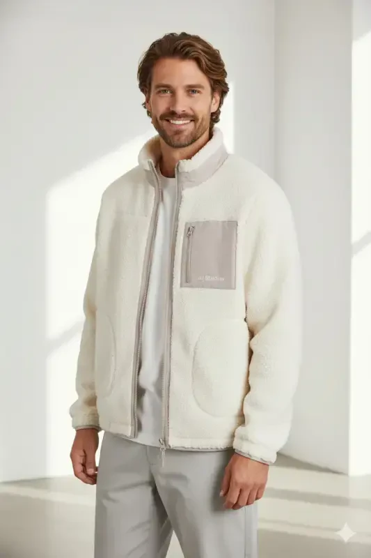 Куртка Jack Jones Jorvesterbro Teddy, Мужская бежевая куртка, 12260450-06 - 2