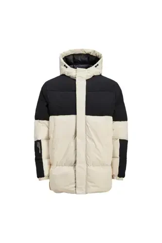 Куртка мужская Jack&Jones Force Puffer с капюшоном, бежевая - 5