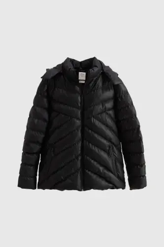 Куртка с капюшоном, Slim Fit, черный, водоотталкивающий, ветронепроницаемый, с наполнителем из волокна, под кожу, съемный капюшон - 5