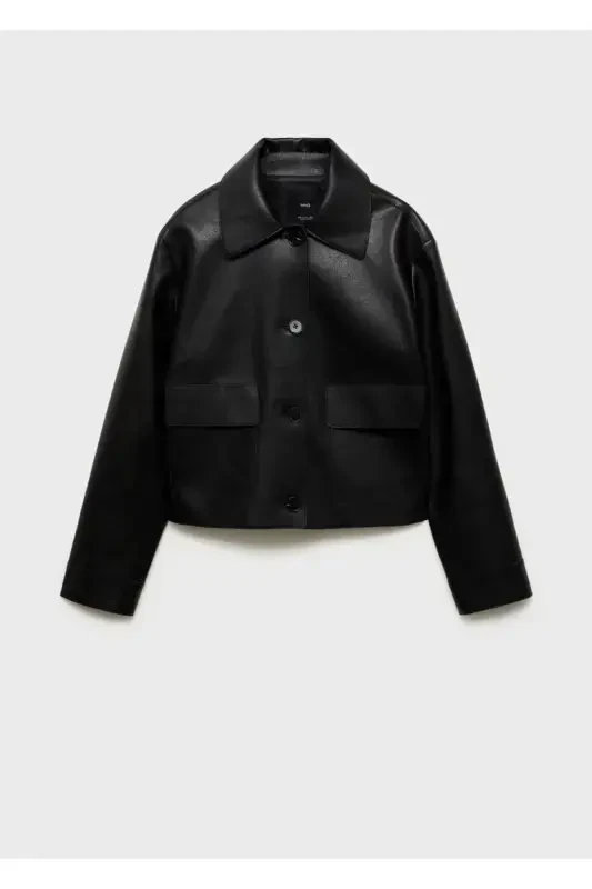 Куртка с карманами под кожу - 3