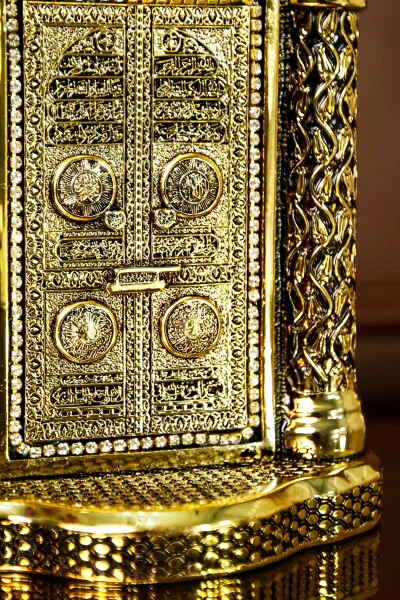 Kurumsal Hediye Dini Manevi Islami Dekoratif Biblo Masaüstü Hediyelik Obje Sütunlu Kabe Kapısı Süs - 6