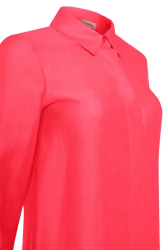 Kuşgözlü Keten Gömlek Tunik-Fuşya - AKER (1)