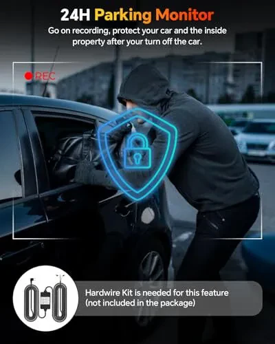 Kussla 3 Kanal Oldingi va Orqa Ichki Avtomobil Dash Kamerasi, 1080P Avtomobil Dash Kamerasi 64GB Kartli, Super Tungi Ko'rish Dashcam, Loop Yozuvli Avtomobil Kamerasi, G-Sensor, WDR, Harakatni Aniqlash - 6