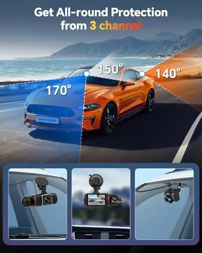 Kussla 4K Dash Cam old va orqa, 5GHz WiFi & APP Control 64GB bilan 4K+2K Dash Camera, 3.2