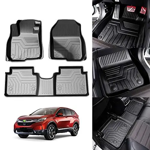 KUST 2017-2022 Honda CR-V aksesuarlari uchun oyoqosti gilamchalari (Gibrid kiradi) | Har qanday ob-havo uchun avto gilamchalar, Old va orqa 2 qatorli, TPE rezina, Baland qirrali 
