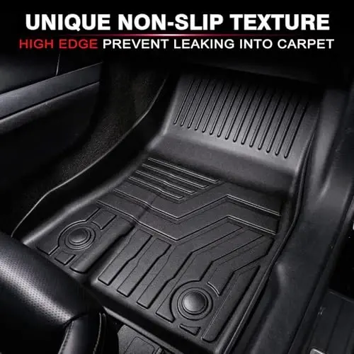KUST 3D Floor Mats for Ford Mustang 2015-2025 2026 (NOT for Mach-E), All Weather TPE Rubber Car Mats for Mustang Accessories 2 Row Floor Rear Odorless Non-Slip High Edges - 3