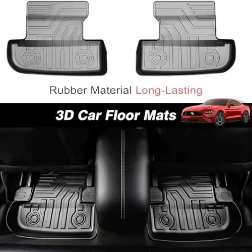 KUST 3D коврики для пола Ford Mustang 2015-2025 2026 (НЕ для Mach-E), всепогодные TPE резиновые автомобильные коврики для Mustang, 2 ряда, задние, без запаха, нескользящие, с высокими бортиками - 4