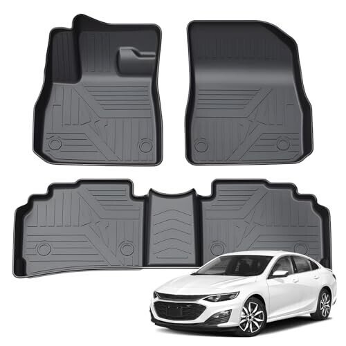 KUST Floor Mats for Chevy/Chevrolet Malibu 2016-2025, All Weather Floor Liners TPE Front Rear 2 Row Car Mats for Malibu Accessories High Edge Non-Slip - 3