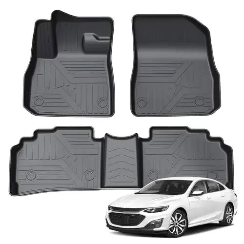 KUST Floor Mats for Chevy/Chevrolet Malibu 2016-2025, All Weather Floor Liners TPE Front Rear 2 Row Car Mats for Malibu Accessories High Edge Non-Slip - 3