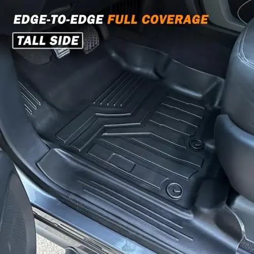 KUST Custom Fit Floor Mats for 2017-2024 Nissan Titan / 2016-2024 Nissan Titan XD Crew Cab (with Rear Under Seat Organizer) All Weather Floor Liners 5D 1st & 2nd Row Carpet Liners Black - 3