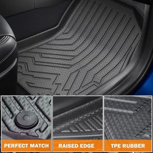 KUST Custom Fit Floor Mats for 2026 Hyundai Palisade Accessories 7/8 Seats (Gas Only), All Weather Floor Liners Front Rear 3 Rows Car Mats TPE Rubber Raised Edge - 3
