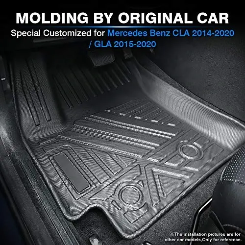 KUST Custom Fit Floor Mats for Mercedes Benz CLA 2014-2019/GLA 2015-2020 All Weather Floor Liners 1st & 2nd Row Carpet Liners Non-Slip Black - 2