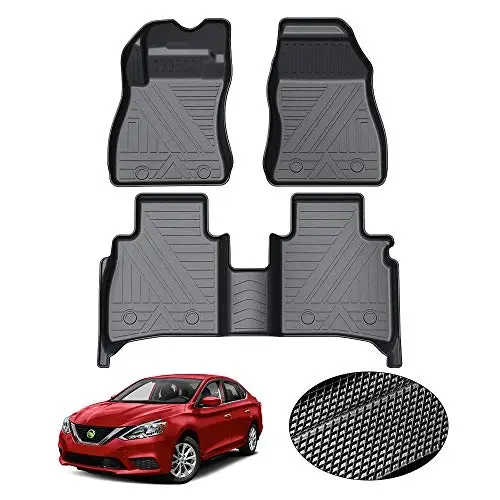 KUST Custom Fit Floor Mats for Nissan Sentra 2014-2019 All Weather Floor Liners 1st and 2nd Row TPE Rubber High Side Non-Slip 