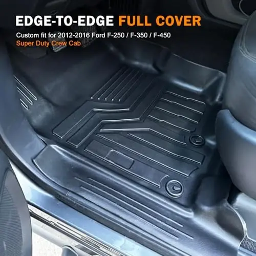 KUST Floor Mats for 2012-2016 Ford F250 F350 F450 Super Duty Crew Cab, TPE Rubber All Weather Floor Liners for F250 Accessories Car Mats Front Rear 2 Rows Set High Edge - KUST (1)